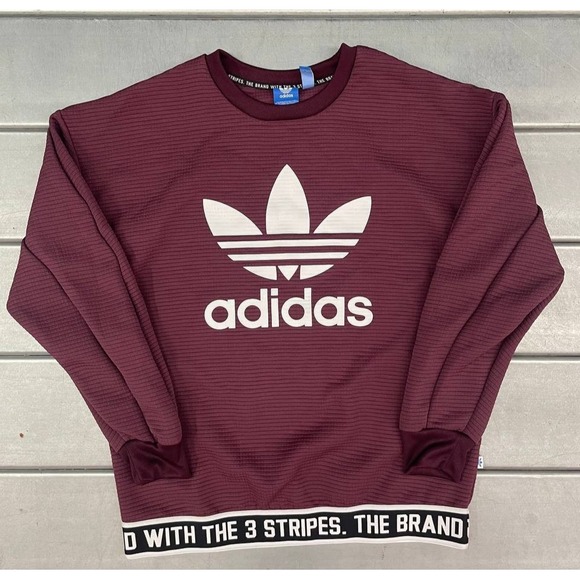 Adidas Originals Trefoil Crewneck Sweatshirt Womens XS Burgundy Pullover - Picture 1 of 7